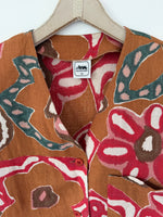 Lade das Bild in den Galerie-Viewer, *Leinen* Bluse Cropped Blumen Print Rost (XL)
