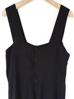 Lade das Bild in den Galerie-Viewer, *Leinen* Träger Latzkleid Premium Basic Schwarz (L)

