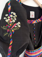 Lade das Bild in den Galerie-Viewer, *Wiesn Kollektion* RARE Dirndl Kleid Wildseide Blumen Stick (L)
