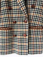 Lade das Bild in den Galerie-Viewer, *Wolle* Blazer Zweireiher 80s Tartan Grün (M-L)

