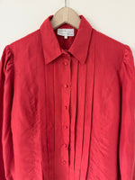 Lade das Bild in den Galerie-Viewer, *Seide* Bluse Premium Basic Rot Ballonärmel (M-L)

