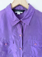 Lade das Bild in den Galerie-Viewer, *Seide* Bluse Premium Basic Flieder Shiny (L)
