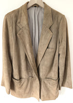 Lade das Bild in den Galerie-Viewer, *Wildleder* Blazer Jacke 80s Zweireiher Khaki (L)
