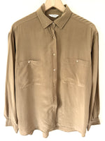 Lade das Bild in den Galerie-Viewer, *Joop* Bluse Seide Premium Basic Khaki (L)
