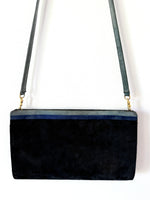Lade das Bild in den Galerie-Viewer, Wildleder Tasche 70s Blau Clutch

