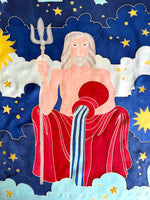 Lade das Bild in den Galerie-Viewer, *Seide* Tuch Handpainted Poseidon Print
