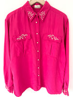 Lade das Bild in den Galerie-Viewer, *Seide* Bluse Perlen Stick Pink (L)
