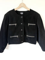 Lade das Bild in den Galerie-Viewer, Wildleder Jacke Cropped 90s Biker (L)
