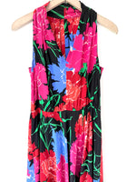Lade das Bild in den Galerie-Viewer, *Seide* Kleid 80s Blumen Volants Pink (M-L)
