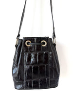 Lade das Bild in den Galerie-Viewer, Leder Bucket Bag Kroko Schwarz
