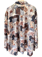Lade das Bild in den Galerie-Viewer, *Seide* Hemd 80s Print Herbst Braun (XL)
