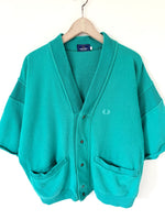 Lade das Bild in den Galerie-Viewer, *Fred Perry* Sweatjacke 80s Cardigan Türkis (L-XL)
