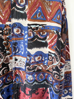 Lade das Bild in den Galerie-Viewer, *Seide* Hemd 80s Print Rost Royalblau (XXL)
