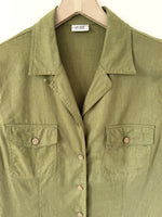 Lade das Bild in den Galerie-Viewer, *Leinen* Bluse Zweiteiler Basic Lindgrün (XL)
