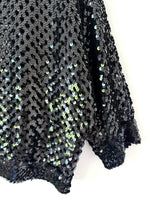 Lade das Bild in den Galerie-Viewer, Cropped Pullover 80s Pailletten Silber (L)
