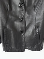 Lade das Bild in den Galerie-Viewer, Leder Blazer 90s Jacke Schwarz (M)
