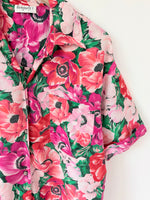 Lade das Bild in den Galerie-Viewer, *Seide* Bluse 80s Rosen Print Pink (XL)
