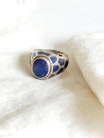 Lade das Bild in den Galerie-Viewer, *925 Sterling Silber* Vintage Siegelring Folklore Blau (57/17)
