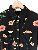Lade das Bild in den Galerie-Viewer, Bluse 80s Blumen Print Perlmutt (M-L)
