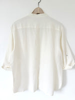 Lade das Bild in den Galerie-Viewer, *Leinen* Bluse Premium Basic Weiß Perlmutt (L)
