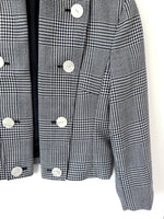 Lade das Bild in den Galerie-Viewer, *Wolle* Cropped Blazer 80s Hahnentritt Marine (M)
