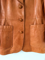 Lade das Bild in den Galerie-Viewer, Leder Blazer 80s Cognacbraun (M-L)
