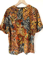 Lade das Bild in den Galerie-Viewer, Bluse 80s Animal Print Senf (M-L)
