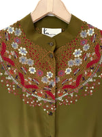 Lade das Bild in den Galerie-Viewer, *Seide* RARE Blouson Bluse 80s Bohemian (L)

