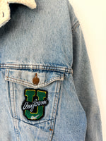 Lade das Bild in den Galerie-Viewer, Sherpa Jeansjacke 80s Patch Teddy (M-L)
