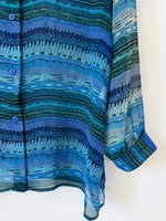 Lade das Bild in den Galerie-Viewer, *Seide* Set aus Bluse &amp; Top Maritim (XL)
