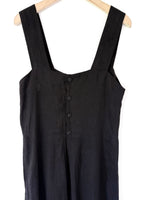 Lade das Bild in den Galerie-Viewer, *Leinen* Träger Latzkleid Premium Basic Schwarz (L)
