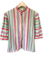 Lade das Bild in den Galerie-Viewer, *Seide* Bluse 80s Blockstreifen Pastell (M)
