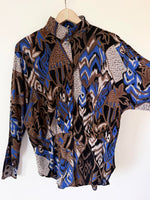 Lade das Bild in den Galerie-Viewer, Bluse 80s Betty Barclay Boho Royalblau (L)
