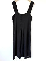Lade das Bild in den Galerie-Viewer, *Leinen* Träger Latzkleid Premium Basic Schwarz (L)
