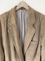 Lade das Bild in den Galerie-Viewer, *Wildleder* Blazer Jacke 80s Zweireiher Khaki (L)
