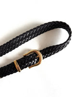 Lade das Bild in den Galerie-Viewer, Leder Flechtgürtel 80s Schwarz Gold (One Size)
