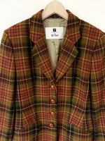 Lade das Bild in den Galerie-Viewer, *Wolle* Blazer 80s Herbst Tartan Rostrot (S-M)
