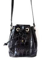 Lade das Bild in den Galerie-Viewer, Leder Bucket Bag Kroko Schwarz
