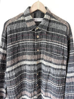 Lade das Bild in den Galerie-Viewer, Wolle Flanellhemd Overshirt Grau Streifen (XL)
