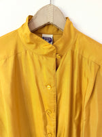 Lade das Bild in den Galerie-Viewer, *Seide* Blouson Bluse 80s Sendgelb (M-L)
