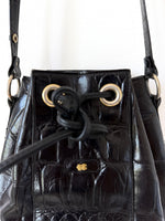 Lade das Bild in den Galerie-Viewer, Leder Bucket Bag Kroko Schwarz
