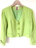 Lade das Bild in den Galerie-Viewer, *Leinen* Cropped Blazer 80s Premium Lindgrün (L)
