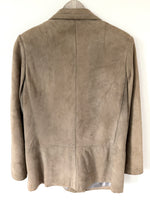 Lade das Bild in den Galerie-Viewer, *Wildleder* Blazer Jacke 80s Zweireiher Khaki (L)
