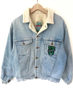 Lade das Bild in den Galerie-Viewer, Sherpa Jeansjacke 80s Patch Teddy (M-L)

