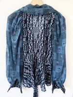 Lade das Bild in den Galerie-Viewer, RARE Cardigan Bluse 70s Ballonärmel (S)
