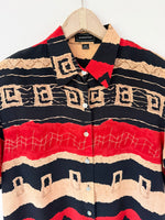 Lade das Bild in den Galerie-Viewer, *Seide* Bluse 90s Print Rot Beige (XL)
