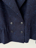 Lade das Bild in den Galerie-Viewer, *Wolle* Cropped Blazer 80s Zweireiher Marine (L)
