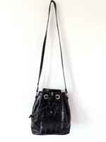 Lade das Bild in den Galerie-Viewer, Leder Bucket Bag Kroko Schwarz
