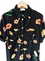 Lade das Bild in den Galerie-Viewer, Bluse 80s Blumen Print Perlmutt (M-L)
