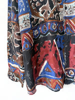 Lade das Bild in den Galerie-Viewer, *Seide* Hemd 80s Print Rost Royalblau (XXL)
